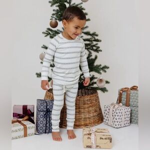 Cozy Striped Kids Pajama Set - White and Gray